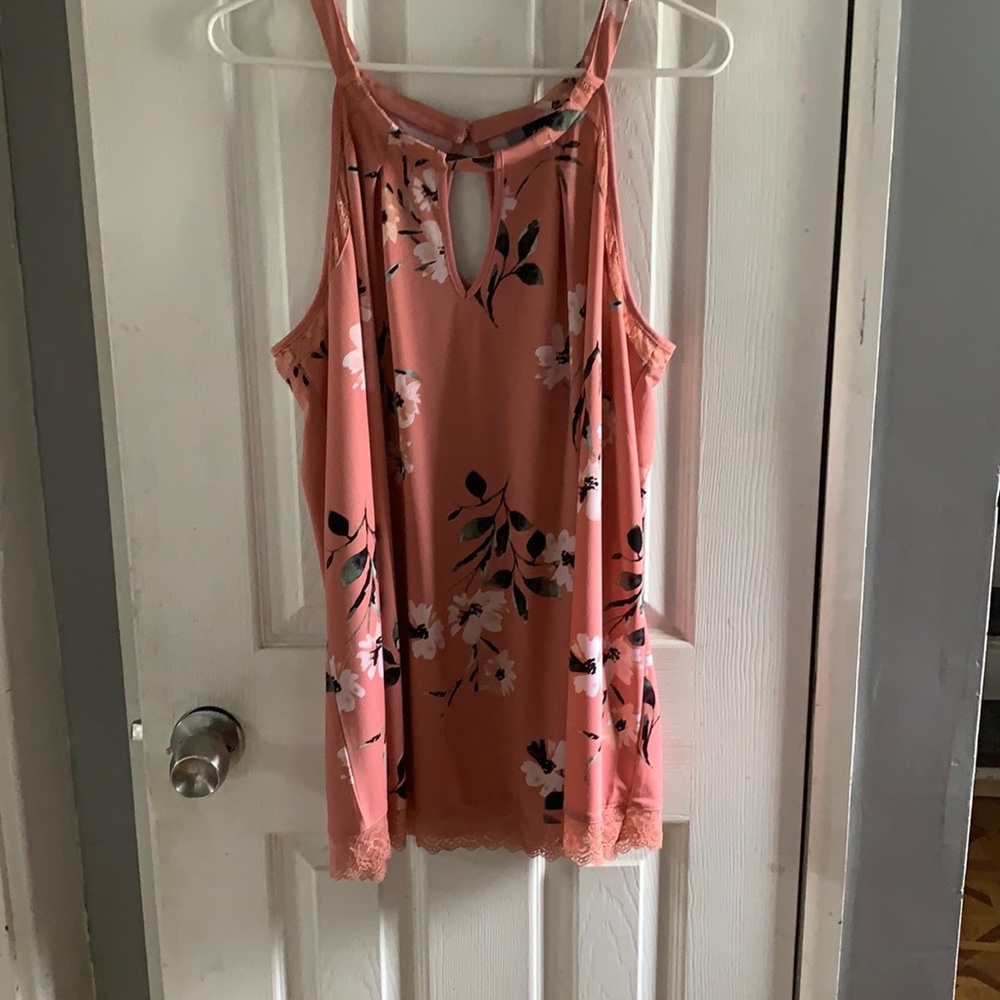 Coral Floral Studio Knit & Lace goddess tank
